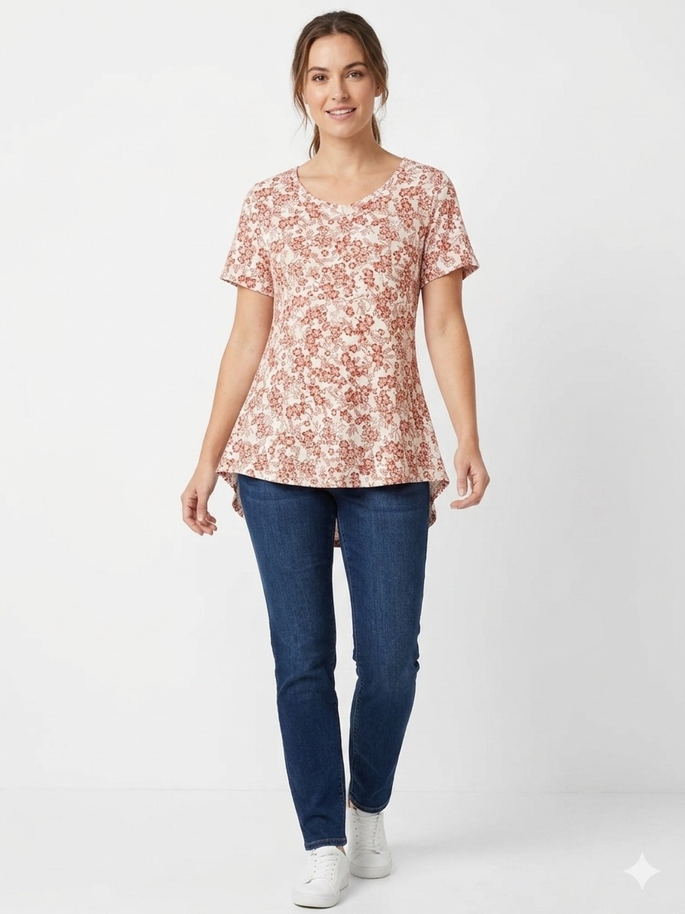 Fantaslook NWT Women’s Floral Short-Sleeve Top Cottony Comfy